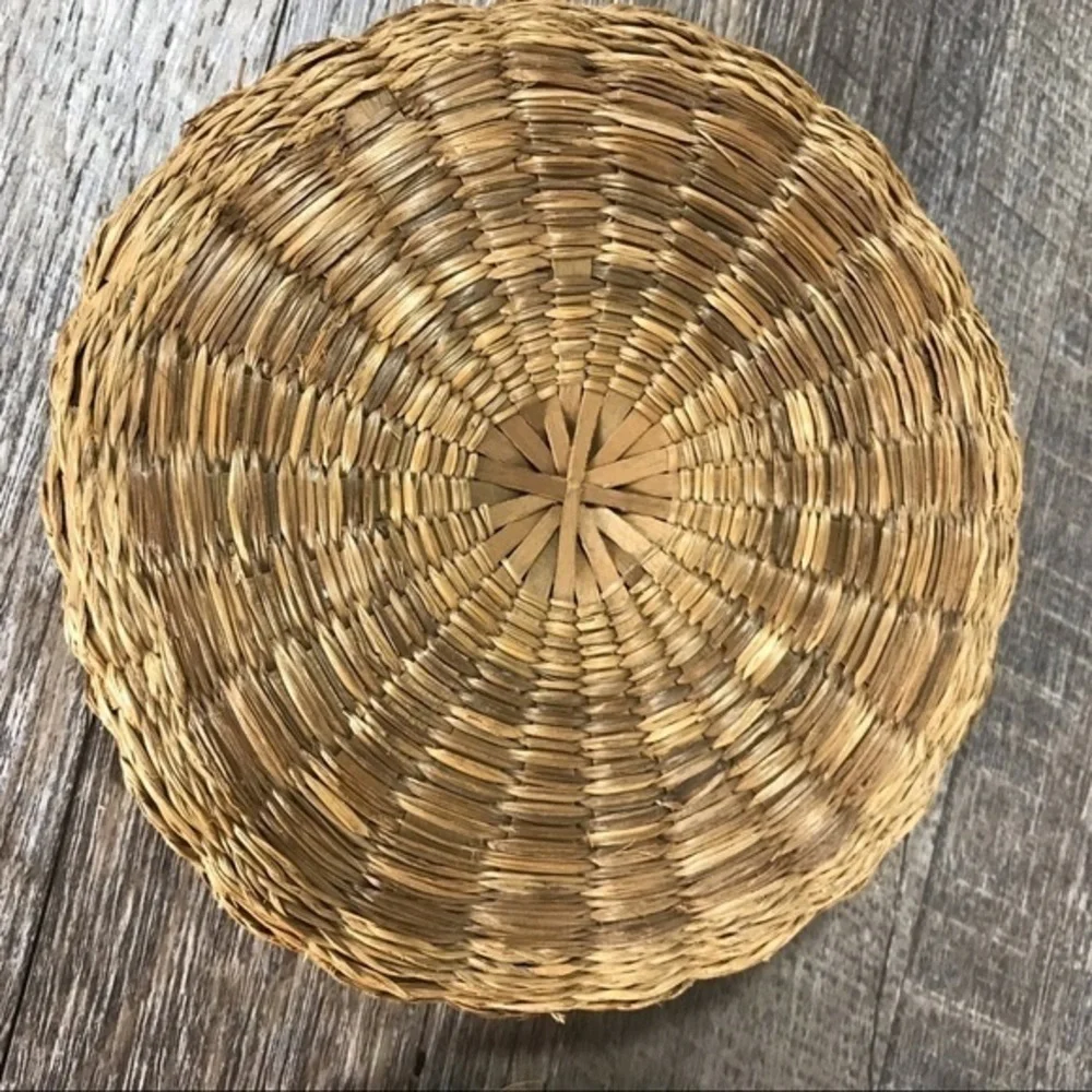 Vintage Chinese Sewing basket‎ wicker flat storage